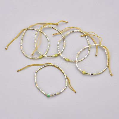 Adjustable Natural Agate Braided Bead Bracelets BJEW-F391-A07-1