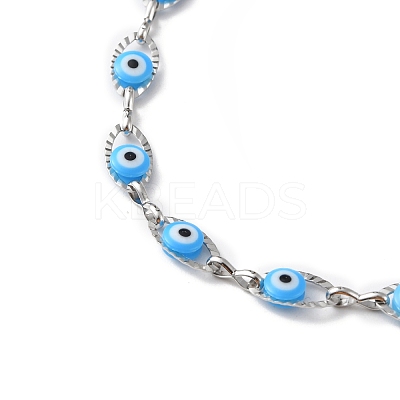 Evil Eye Plastic Link Chain Necklace NJEW-H169-03P-05-1