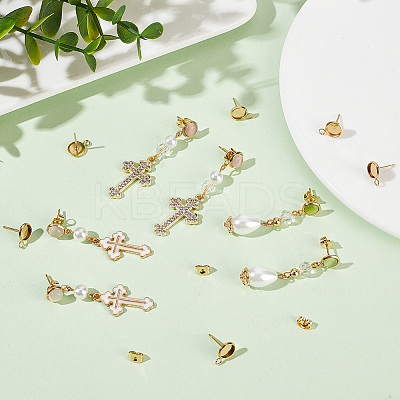 50Pcs Flat Round 304 Stainless Steel Stud Earrings Findings STAS-BBC0005-85A-1
