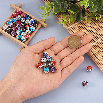 64Pcs 8 Colors Two-Tone Handmade Polymer Clay Disco Ball Beads RB-SW0001-01-1