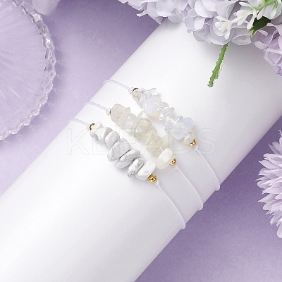 3Pcs 3 Styles Gemstone Braided Bead Bracelets BJEW-JB11146-07-1