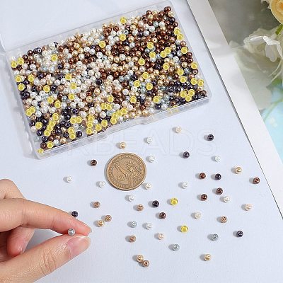 1000Pcs 10 Colors Baking Paint Pearlized Glass Imitation Pearl Round Beads HY-SP0001-01D-1