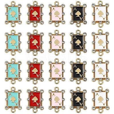 20Pcs 5 Colors Alloy Crystal Rhinestone Spades Connector Charms FIND-CJ0003-05-1