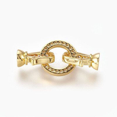 Brass Micro Pave Cubic Zirconia Fold Over Clasps KK-P164-14-1