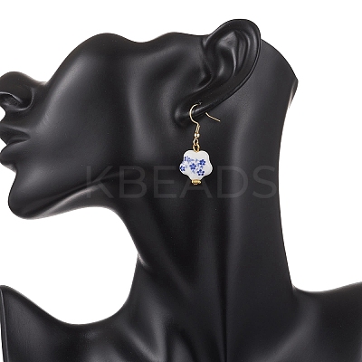 4 Pairs Handmade Printed Porcelain Dangle Earrings EJEW-JE06701-1