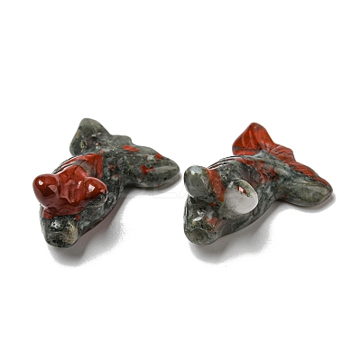 Natural Bloodstone Carved Healing Goldfish Figurines DJEW-D012-08I-1