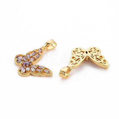 Brass Lilac Cubic Zirconia Pendants KK-N233-116G-NF-1