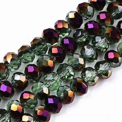 Electroplate Transparent Glass Beads Strands EGLA-A034-T6mm-F25-1