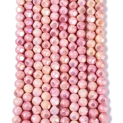 Ombre Effect Dyed Electroplate Opaque Glass Beads Strands EGLA-Q130-01A-19-1