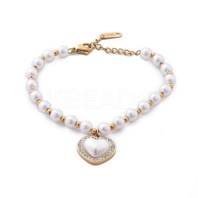 Ion Plating(IP) 304 Stainless Steel Charm Bracelets for Women BJEW-P345-04G-1