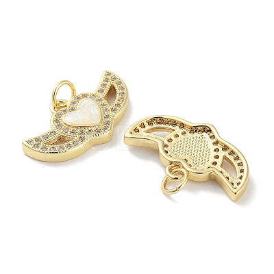 Brass Micro Pave Clear Cubic Zirconia Pendants KK-L213-011G-01-1