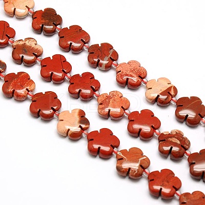 Natural Red Jasper Flower Beads Strands G-L241B-01-1