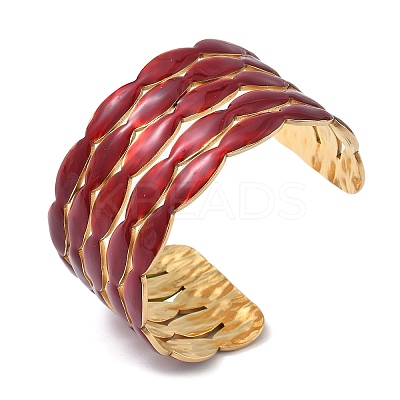 Oval 304 Stainless Steel Cuff Bangles BJEW-F525-03D-G-1