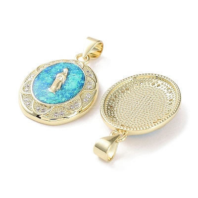 Rack Plating Brass Micro Pave Clear Cubic Zirconia Pendants KK-C041-06I-G-1