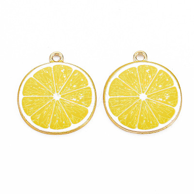 Light Gold Alloy Enamel Pendants X-ENAM-S126-125-1