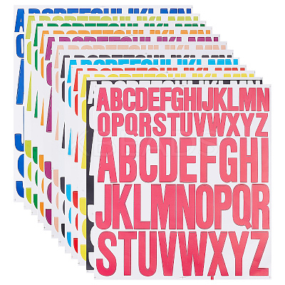 12 Sheets 12 Colors PVC Alphabet Decorative Stickers DIY-CP0008-60-1