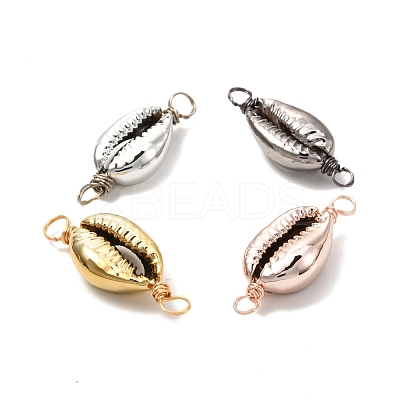Electroplated Shell Beads Links Connectors PALLOY-JF01036-1