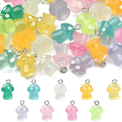 45Pcs 9 Colors Luminous Translucent Resin Pendants RESI-CJ0003-23-1
