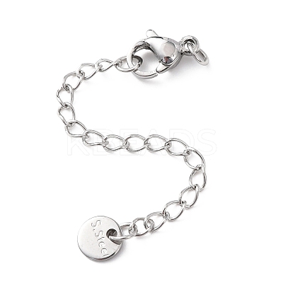 304 Stainless Steel Chain Extender with Flat Round Charms STAS-G383-05P-1