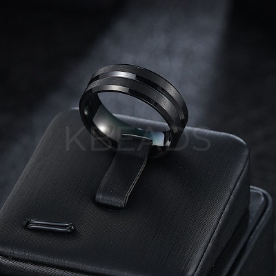 Grooved 201 Stainless Steel Finger Rings for Men WG2ADDA-25-1