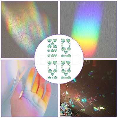 4PCS 2 Styles PVC Stickers Dazzling Color Window Stickers 3D Laser Heart Shaped Electrostatic Glass Window Stickers JX829A-1