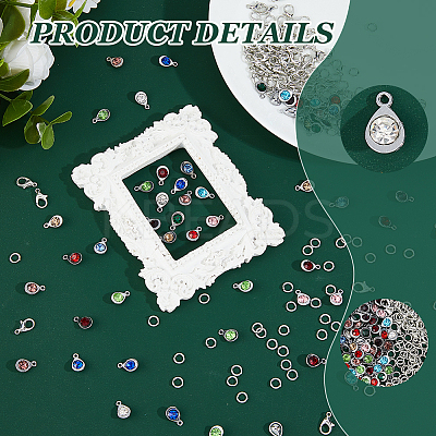 DIY Teardrop Alloy Rhinestone Pendent Decoration Making Kits DIY-FH0008-96-1