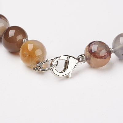 Natural Dyed Agate Beads Necklaces NJEW-F139-6mm-15-1