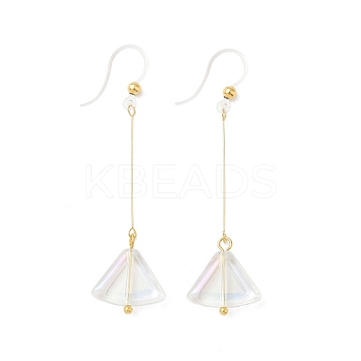 Electroplated 304 Stainless Steel Resin Fan Dangle Earrings EJEW-Z129-11G-02-1