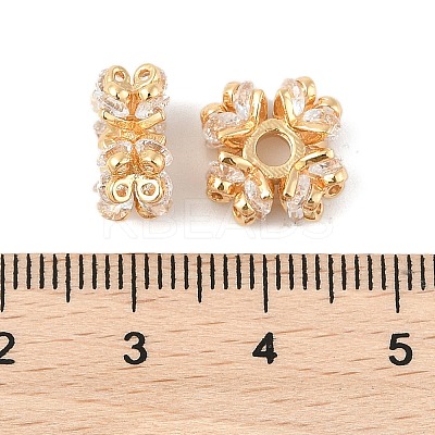 Brass Micro Pave Clear Cubic Zirconia Beads KK-R219-23G-1