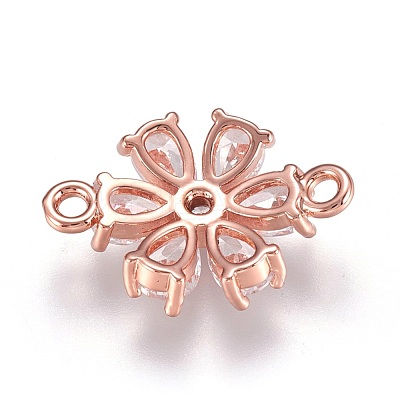 Brass Micro Pave Cubic Zirconia Links ZIRC-F087-10RG-RS-1