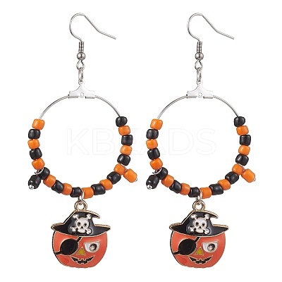 Glass Dangle Earrings EJEW-JE05985-1