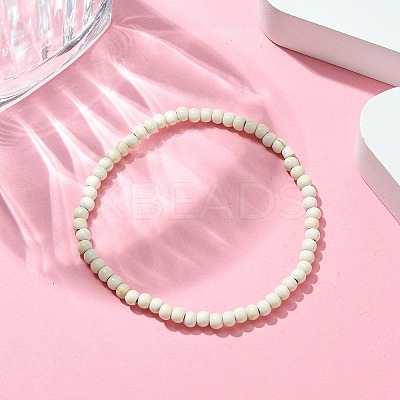 Synthetic Howlite Flat Round Beaded Stretch Bracelets for Women BJEW-JB09717-09-1