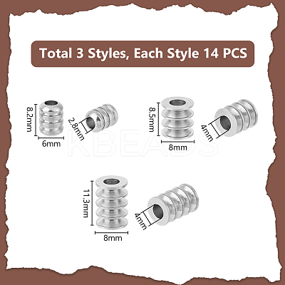 42Pcs 3 Style 303 Stainless Steel Beads STAS-UN0055-45-1