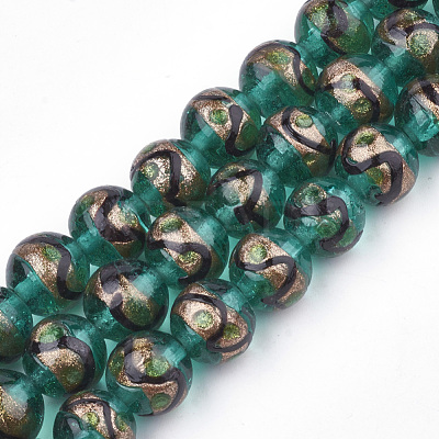 Handmade Gold Sand Lampwork Beads LAMP-T006-02E-1