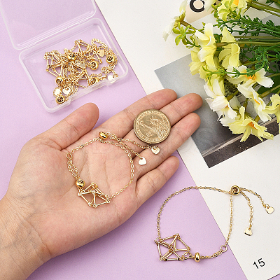 5Pcs Adjustable Braided Brass Macrame Pouch Cable Chain Slider Bracelet Making BJEW-BBC0001-17B-1