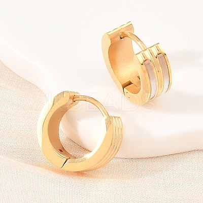 Stripe 304 Stainless Steel Shell Hoop Earrings for Women EJEW-L307-11G-1