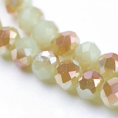 Imitation Jade Half Plated Faceted Rondelle Electroplate Glass Bead Strands X-EGLA-D020-3x2mm-58-1