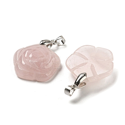 Natural Rose Quartz Carved Pendants G-I319-02P-A03-1