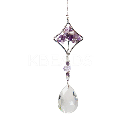 K9 Crystal Glass Big Pendant Decorations HJEW-PW0001-013A-1