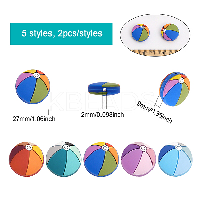 10Pcs 5 Colors Food Grade Eco-Friendly Silicone Beads SIL-CA0002-28-1