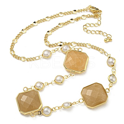 Faceted Square Glass Beads Bib Necklaces NJEW-R263-09G-1