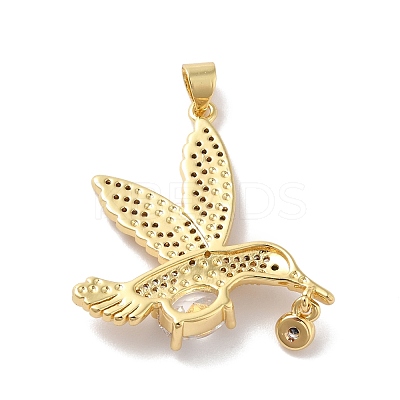 Rack Plating Brass Micro Pave Cubic Zirconia Pendants KK-E281-22G-1