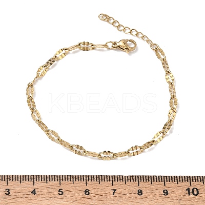 304 Stainless Steel Dapped Chains Bracelets for Women BJEW-D466-08A-G-1