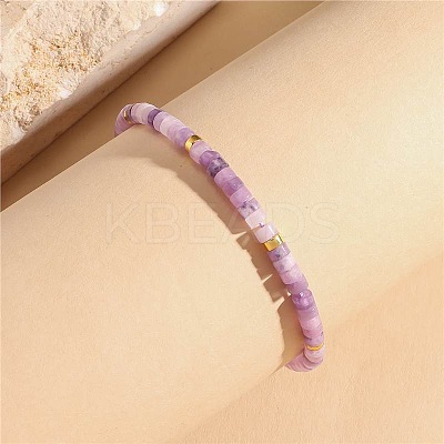 Natural Amethyst Heishi Beaded Braided Bracelets SA4116-7-1