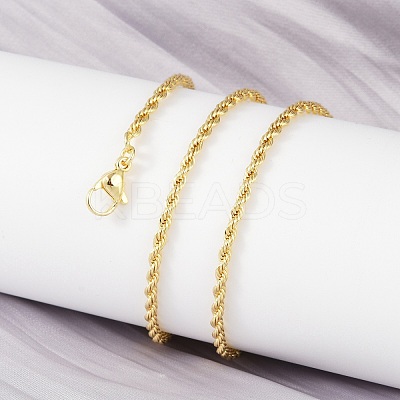Brass Twist Rope Chains Necklace for Women X-NJEW-P265-15G-1