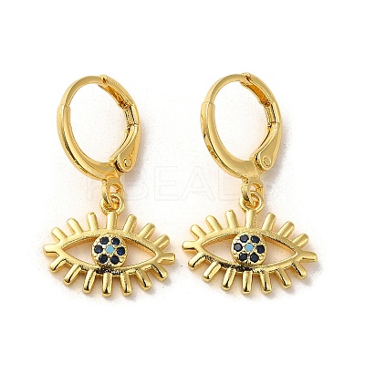 Horse Eye Brass Dangle Leverback Earrings EJEW-Q797-02B-G-1