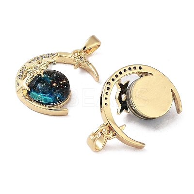 Rack Plating Brass Pave Clear Cubic Zirconia Pendants X-KK-G482-06G-1