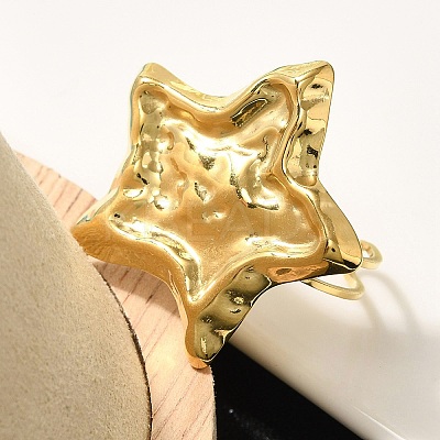 304 Stainless Steel Open Cuff Ring for Women RJEW-B109-03G-02-1