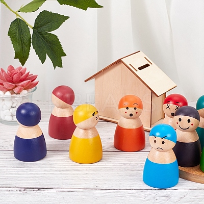 Rainbow Wooden Peg Dolls WOOD-WH0098-53-1
