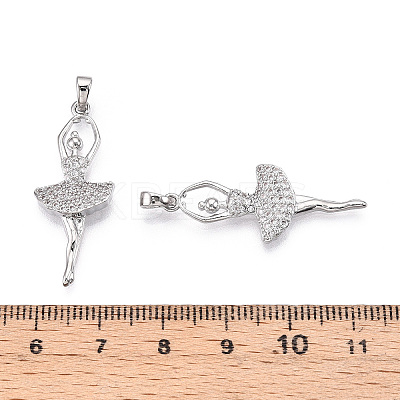 Brass Micro Pave Cubic Zirconia Pendants ZIRC-T016-04P-1